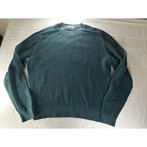 Uniqlo Christophe Lemaire Sweater Mens XL Teal Green Ribbed Crewneck Retro Multi